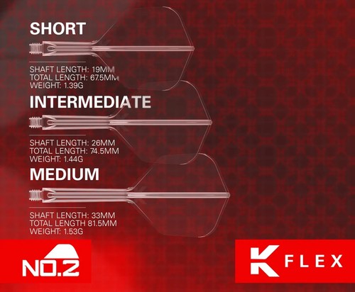 Target K-Flex Molded Flight & Shaft No.2 Juego de 3 Elige Color y Tamaño - Imagen 5 de 23