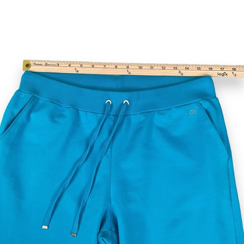 Escada Sport Pants Women Large Turquoise Blue Straight Knit Stretch Drawstring - Picture 10 of 14