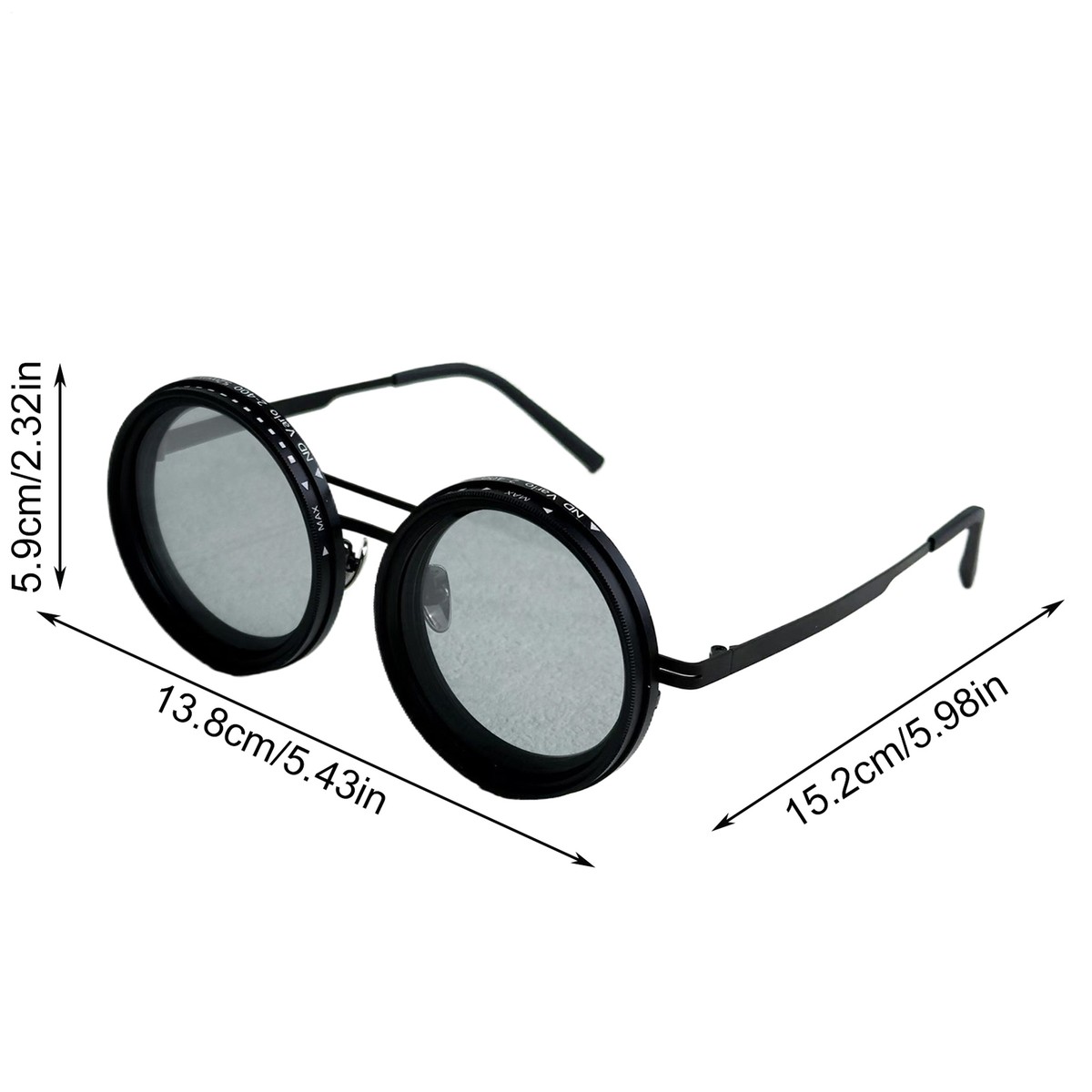 Adjustable Tint Sunglasses, 1-9 Gears Rounded Polarized