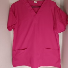Dickies Women's V Neck Scrub Top Pink With Pockets Size M