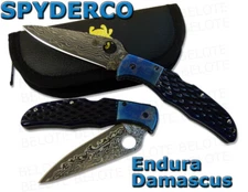 Spyderco SPRINT RUN Endura Damascus Blue Jigged Bone Folder NUMBERED C10JBBP