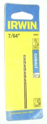Irwin 63307 Cobalt Drill Bit 7/64'' Diameter 135 Deg Split Point for Metal 5 pk