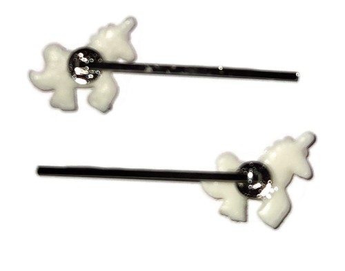 UNICORN PINK Fantasy Animal - Handmade Bobby PIn Hair clips - Set of 2 - Picture 2 of 3