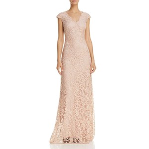 Tadashi-Shoji-Womens-Pink-Lace-V-Neck-Evening-Dress-Gown-4-BHFO-4024