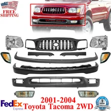 Front Bumper Kit Primed + Grille + Headlights For 2001-2004 Toyota Tacoma 2WD
