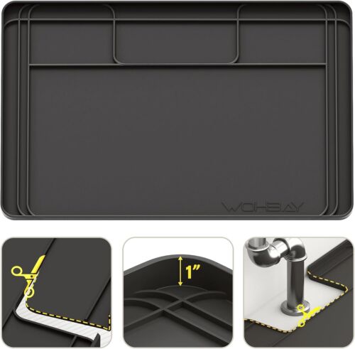 New-Under Sink Mats for Kitchen Waterproof, Cut to Fit Under Sink Drip Tray for