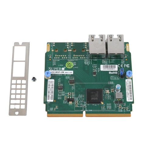 Supermicro AOC-MGP-i2M Intel i350 2-Port RJ45 1GBase-T SIOM NIC w/BKT-0085L - Picture 2 of 3