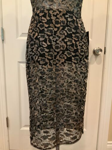 BCBG Max Azria schwarz & gold Blumen Spitze Riley Kleid $ 398, Größe 0, neu mit Etikett! - Bild 3 von 9