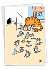 1 Funny Birthday Greeting Card w/ Envelope Bday Mouse Party Time - Cat