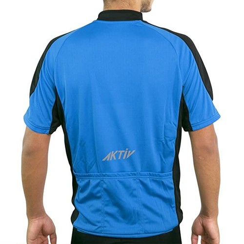 Neu mit Etikett! Aktiv Sports Herren Gr. L Radfahren Radfahren Kurzarm Trikot Oberteil Blau - Bild 2 von 6