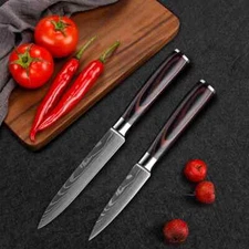 2Pcs Kitchen Knives Set Japanese Damascus Style Stainless Steel Chef Knife Gift