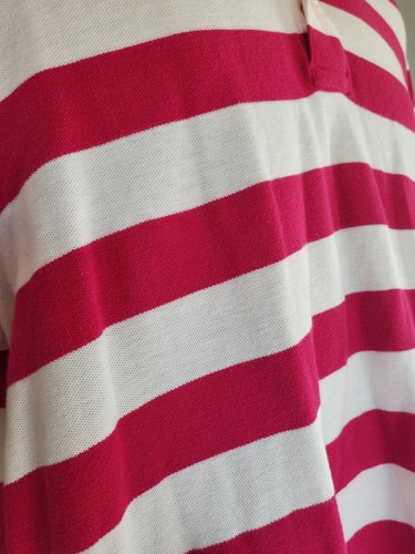 Old Navy Men's Pull Over White Pink Stripe Short Sleeve Polo Shirt Size XL - Picture 3 of 6