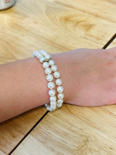 Vintage Cultured Pearl & 14K Yellow Gold Double-Strand Bracelet 5.5 Inches - Picture 3 of 6