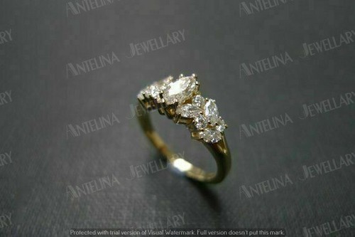 1 Ct Simulated Marquise Cut Diamond Women's Band Ring 925 Sterling Silver Plated - Picture 3 of 9
