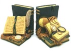 Bookends  ARTISAN FLAIR Adventure Single Quill Ink Book Pocket Watch Green Gold 