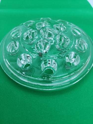 Round Clear 16-hole Glass Floral Flower Arrangement Frog 5" w x 1" H - Picture 3 of 16