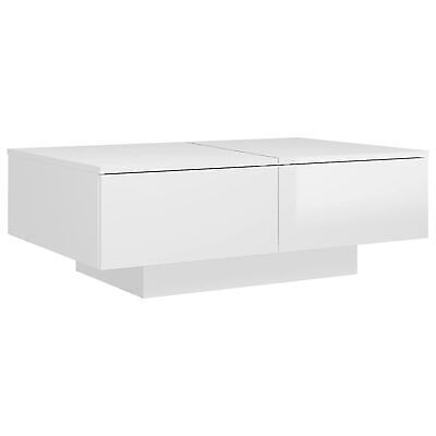 Mesa de centro blanca de alto brillo Itzcominghome rectangular 4 cajones 90 cm - Imagen 3 de 9