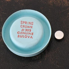 Brand New Vintage Bulova Crown (1) Silver Spring Crown #302 Genuine Part (G9D7)