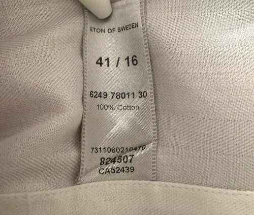 Camisa de vestir blanca para hombre ETON talla 41-16. Clásico 100% algodón - Imagen 3 de 7