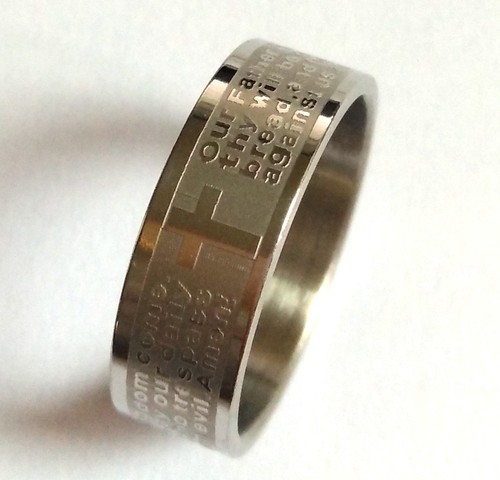 100 piezas PRIMERA mezcla LORES ORACIÓN anillo Para hombres Jesús Cruz 316L Anillos de acero inoxidable - Imagen 4 de 4