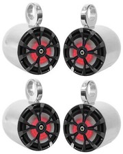  4 Rockville 8" 900 Watt Marine Boat Aluminum Wakeboard Tower Speakers w/LED's