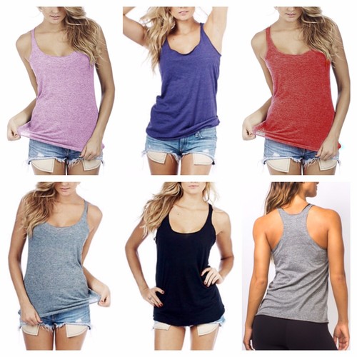 Mujeres Racerback Camiseta sin mangas Suelta Sin mangas Prenda para el torso Verano Gimnasio Playa Ropa - Imagen 2 de 21