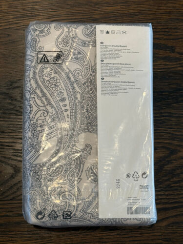 IKEA JÄTTEVALLMO QUEEN Duvet Set Paisley Beige Gray 405.005.62 NEW JATTEVALLMO - Picture 2 of 2