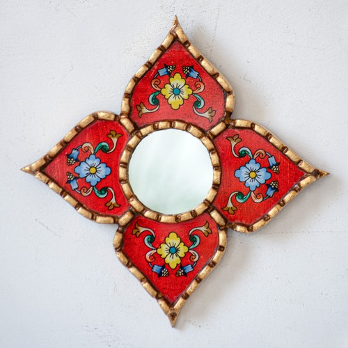 Handmade Small Accent Wall Mirror set of 3 | Peruvian Decorative mirrors of 6in - Picture 6 of 10