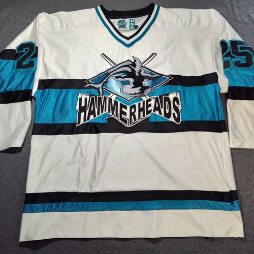 Maglia hockey vintage Hammerheads anni 90 cucita Gemelli USA uomo grande rara - Foto 2 di 12