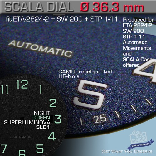 DIAL, ETA 2824-2 + SW 200, STP 1-11, Ø 36.3 MM, COARSE-GRAINED SANDBLASTED, SLC1 - Picture 8 of 10