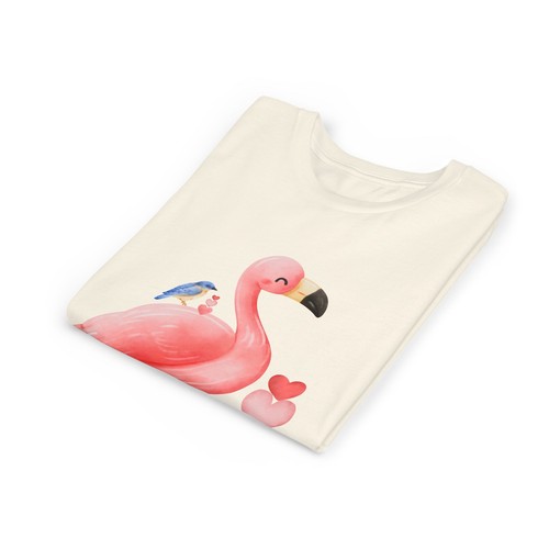 Flamingo Pink Youth Short Sleeve Tee Birds Love - Picture 10 of 16