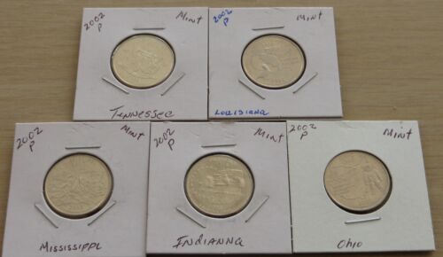 5 State Quarters 2002p (L62P11-15) Uncirculated Mint Quarters from mint set - Picture 2 of 4