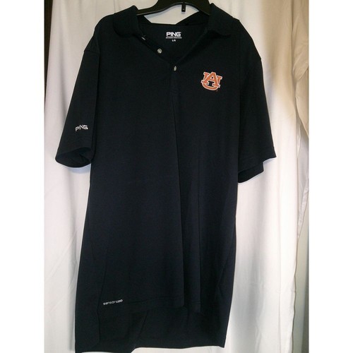 PING Auburn University Golf Polo Shirt Black Moisture Wicking Performance L/S