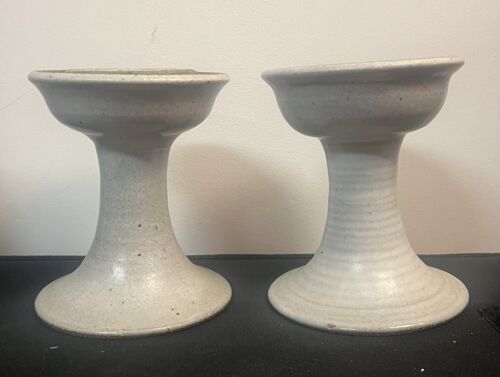 Robert Maxwell Studio Ceramic Candle Holders Pair Hand Signed MCM Earthgender - Picture 3 of 15