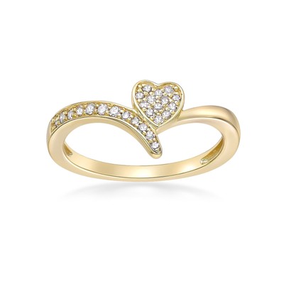 Gold Plated Sterling Silver Heart Promise Ring 0.15 Cttw Diamonds Size 7
