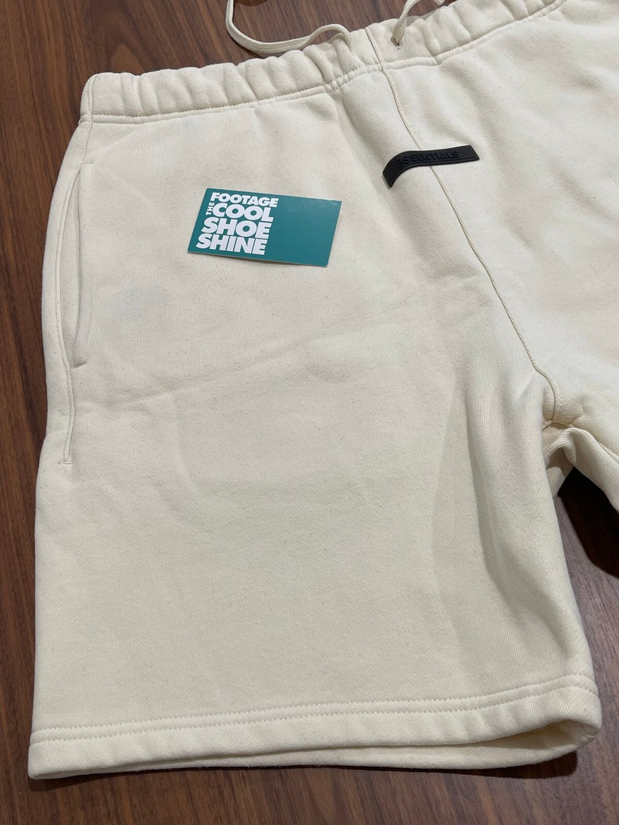 2021 FEAR OF GOD FOG ESSENTIALS SWEAT SHORTS CREAM OFF WHITE