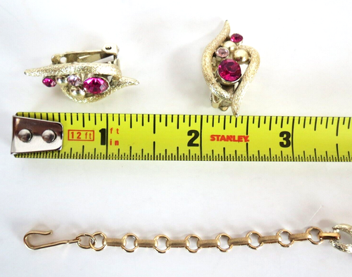RARE Coro Parure Signed Pink Set Necklace & Earrings Goldtone - Bild 11 von 12
