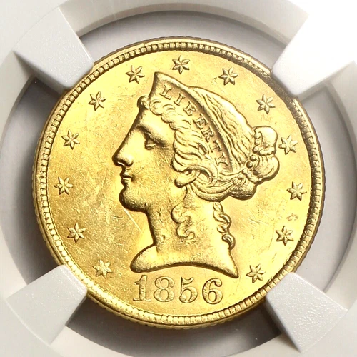 1856 $5 Liberty Head Gold Half Eagle Certified NGC MS-61 Uncirculated