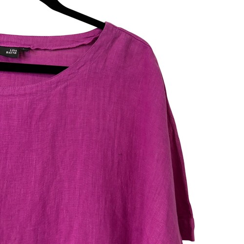 Camicetta oversize viola vibrante Lisa Bayne 100% lino boxy Lagenlook taglia large - Foto 5 di 10