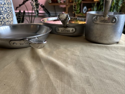 All-Clad Master Chef 2 Set of 4 Pc. Skillet, Sauce Pan, Frying Pan -Vintage- - Picture 2 of 18