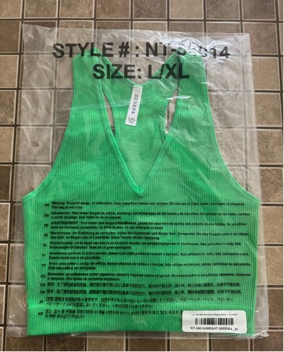 Women's Zenana Green Ribbed Tank Top Size L/XL - Picture 3 of 5