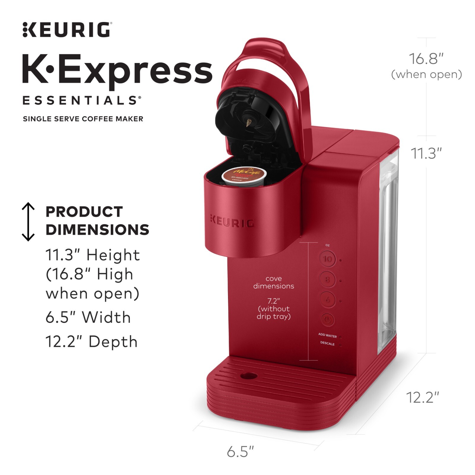 Keurig KExpress Essentials Single Serve KCup Pod Coffee Maker Red