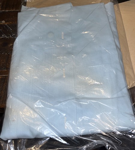 NOS L 16 Brite Dura Lt Blue Vtg 60s Manhatten Delcot Mantrim L/S Dress Shirt - Picture 2 of 2