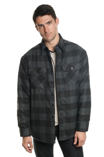 Chaqueta informal de franela a cuadros YAGO para hombre gris/negra A3B (S-5XL) - Imagen 4 de 8