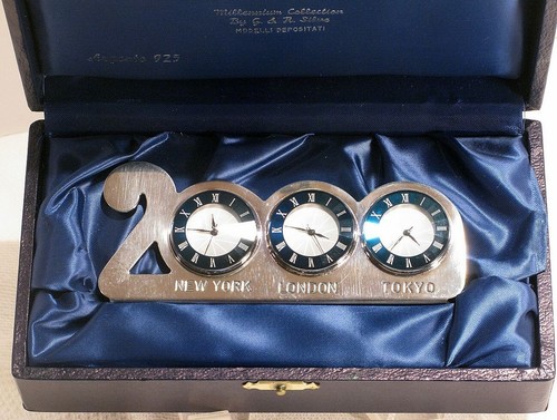 Sterling Silver 925 Millennium Collection World Desk Clock Silvart Argento Italy - Picture 14 of 15