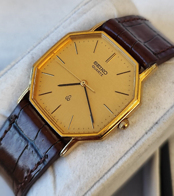 Seiko vintage dress watch octagon case gold plated quartz