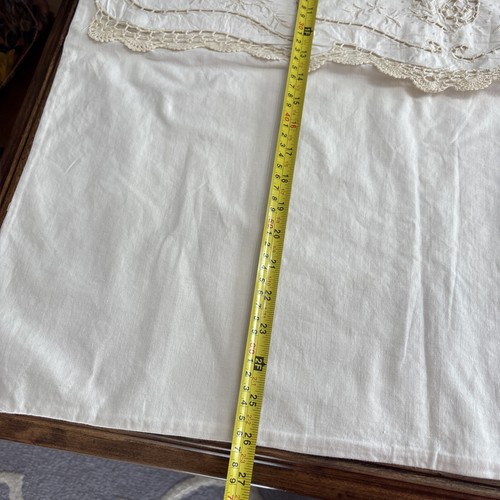 Vintage, Hand Embroidered Euro Sham Cutwork, Crochet Set Of 2 - Picture 4 of 6