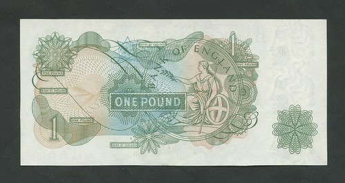 BANK OF ENGLAND £1 note 1967 N14M-LAST Replacement QEII B308 AUNC Banknotes - Picture 2 of 4