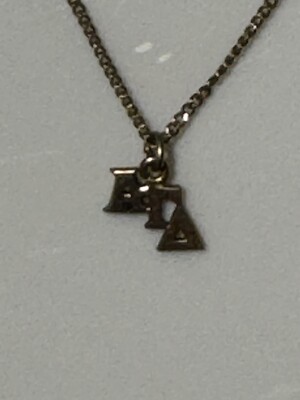 Alpha Gamma Delta Sorority Lavaliere Necklace AGD jewelry Gold Tone 18 Inch