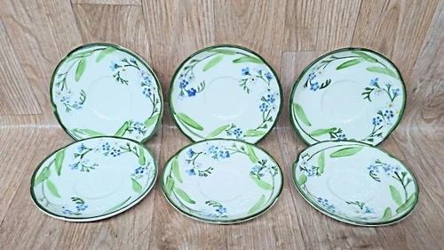 Set of 6 Franciscan Forget Me Not Saucer Dish 5.75" USA Made Vintage Earthenware